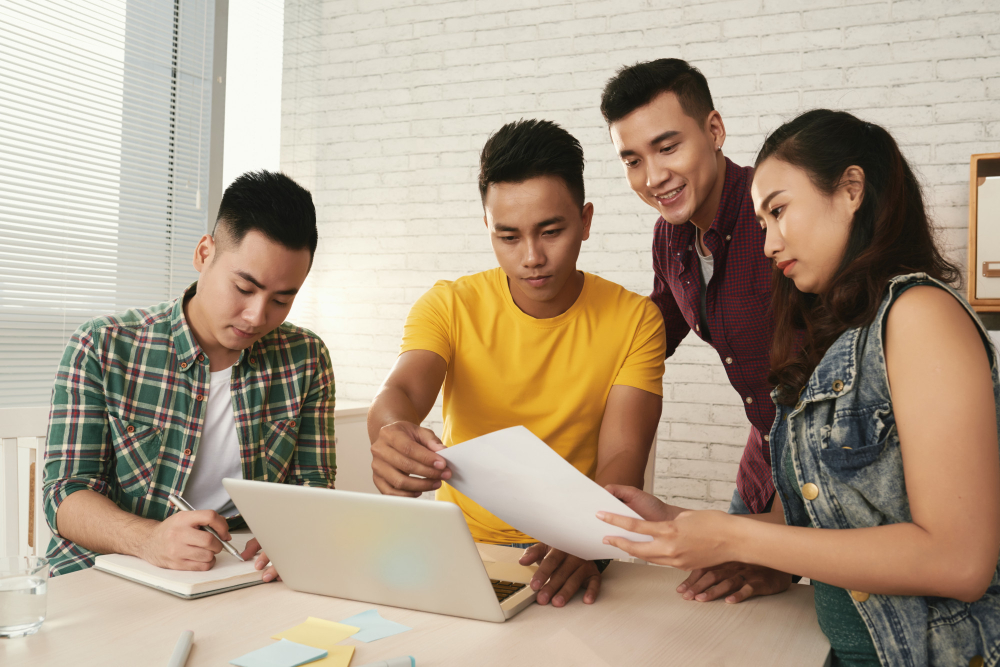 People collaborating around a table