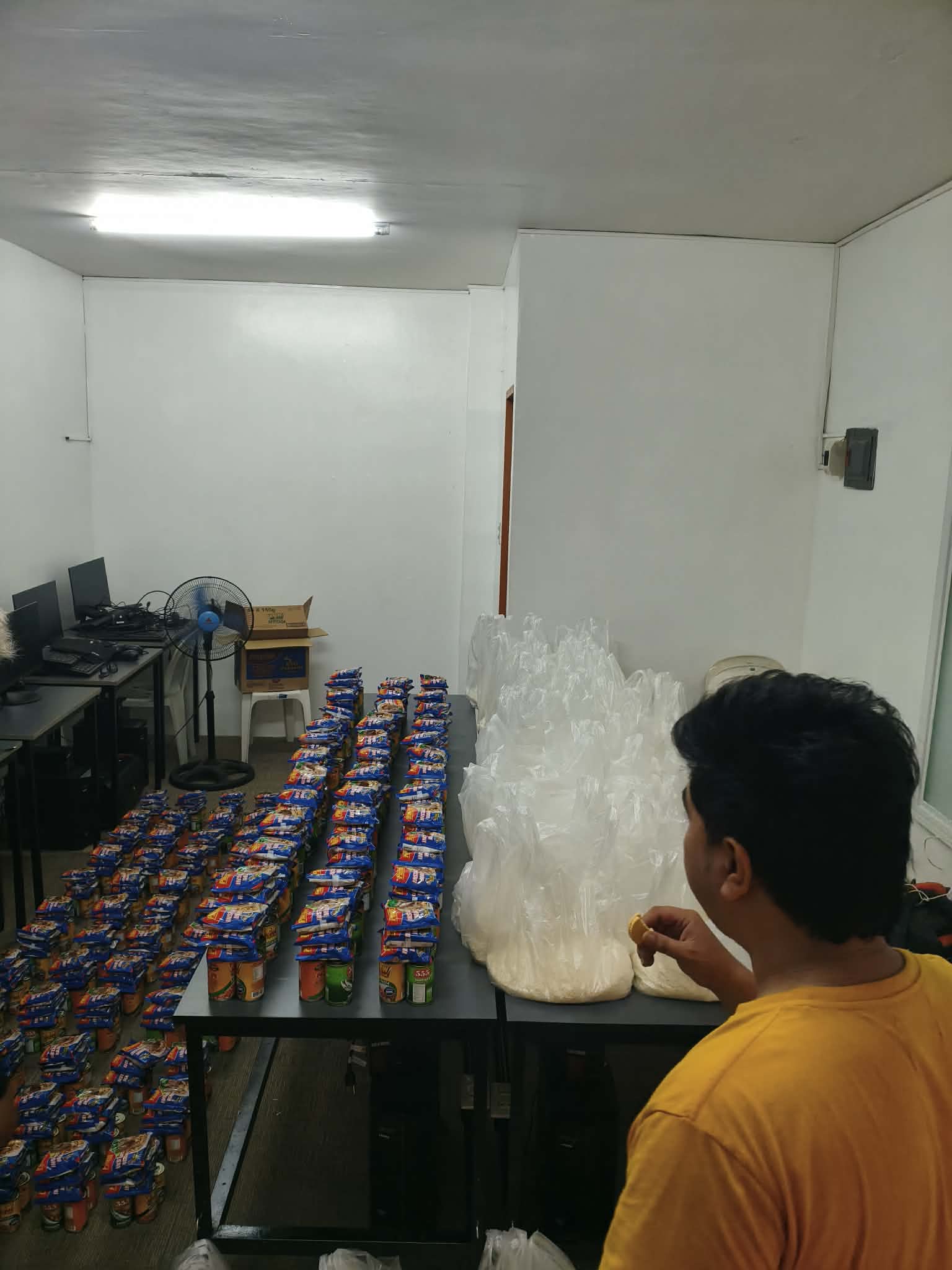 First batch, 100 relief packs prepared
